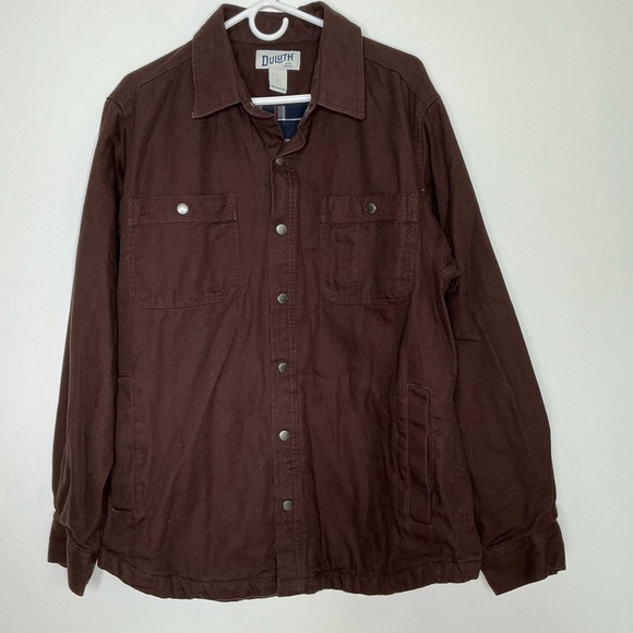 Duluth Trading Hanger Bender Fire Hose Shirt Jacket Dark Brown Large - Picture 2 of 11
